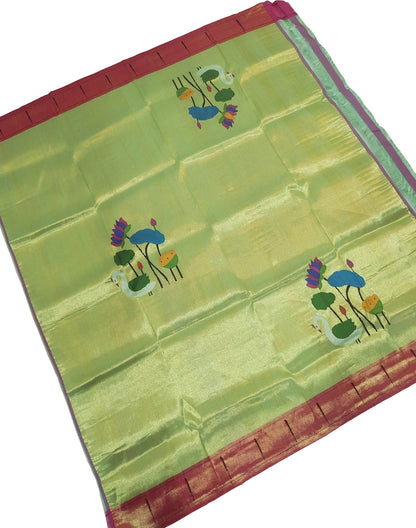 Green Paithani Handloom Brocade Blouse Piece - Luxurion World