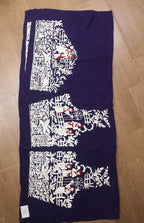 Blue Hand Embroidered Parsi Crepe Blouse Piece Fabric - Luxurion World