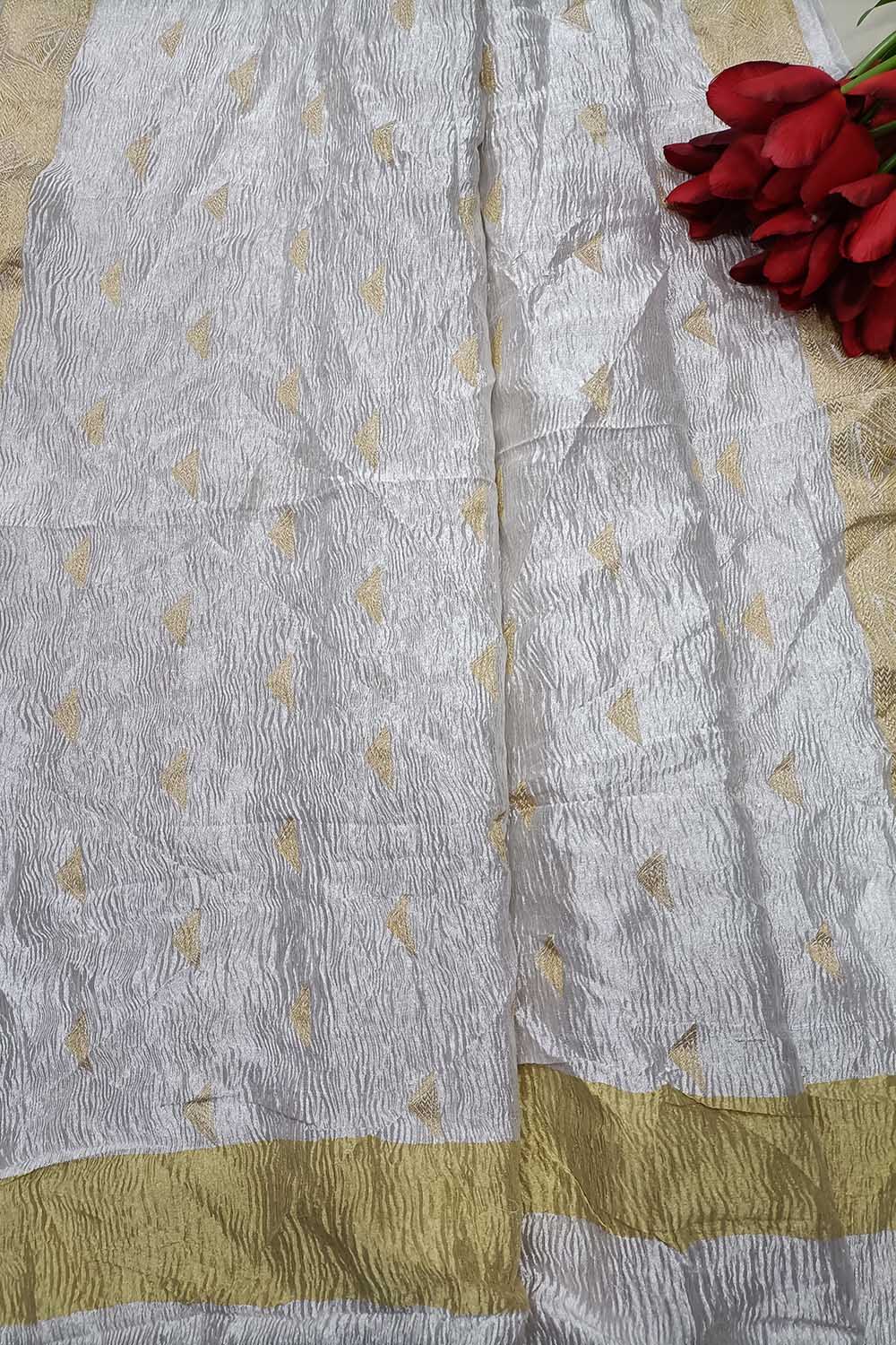 Dyeable Handloom Banarasi Pure Tissue Silk Dupatta - Luxurion World- Crafted Heirlooms