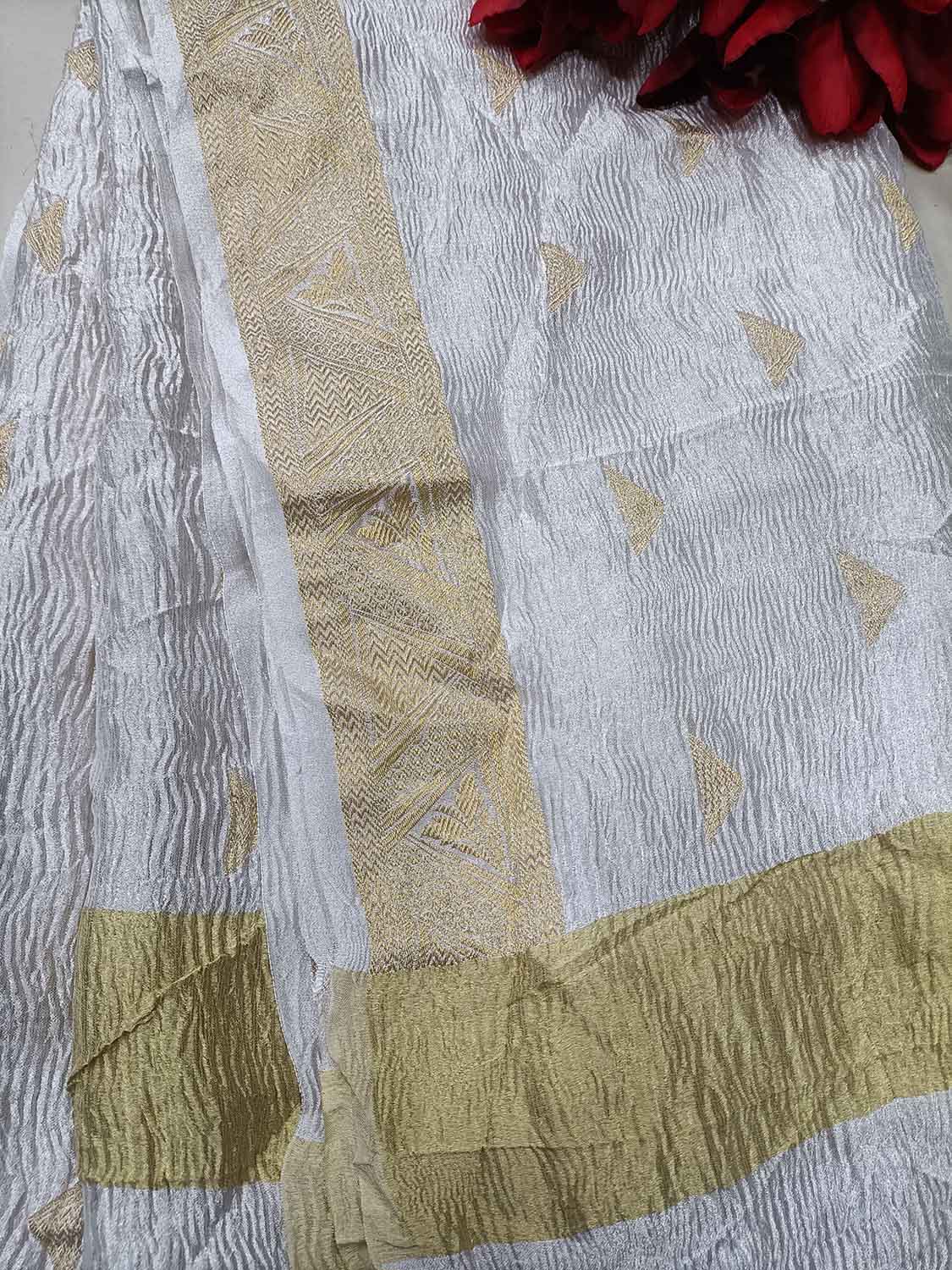 Dyeable Handloom Banarasi Pure Tissue Silk Dupatta - Luxurion World- Crafted Heirlooms