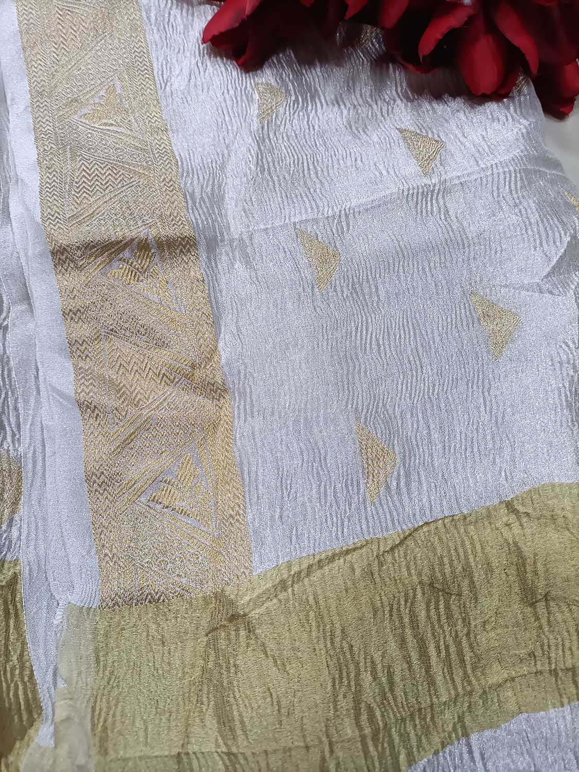 Dyeable Handloom Banarasi Pure Tissue Silk Dupatta - Luxurion World- Crafted Heirlooms