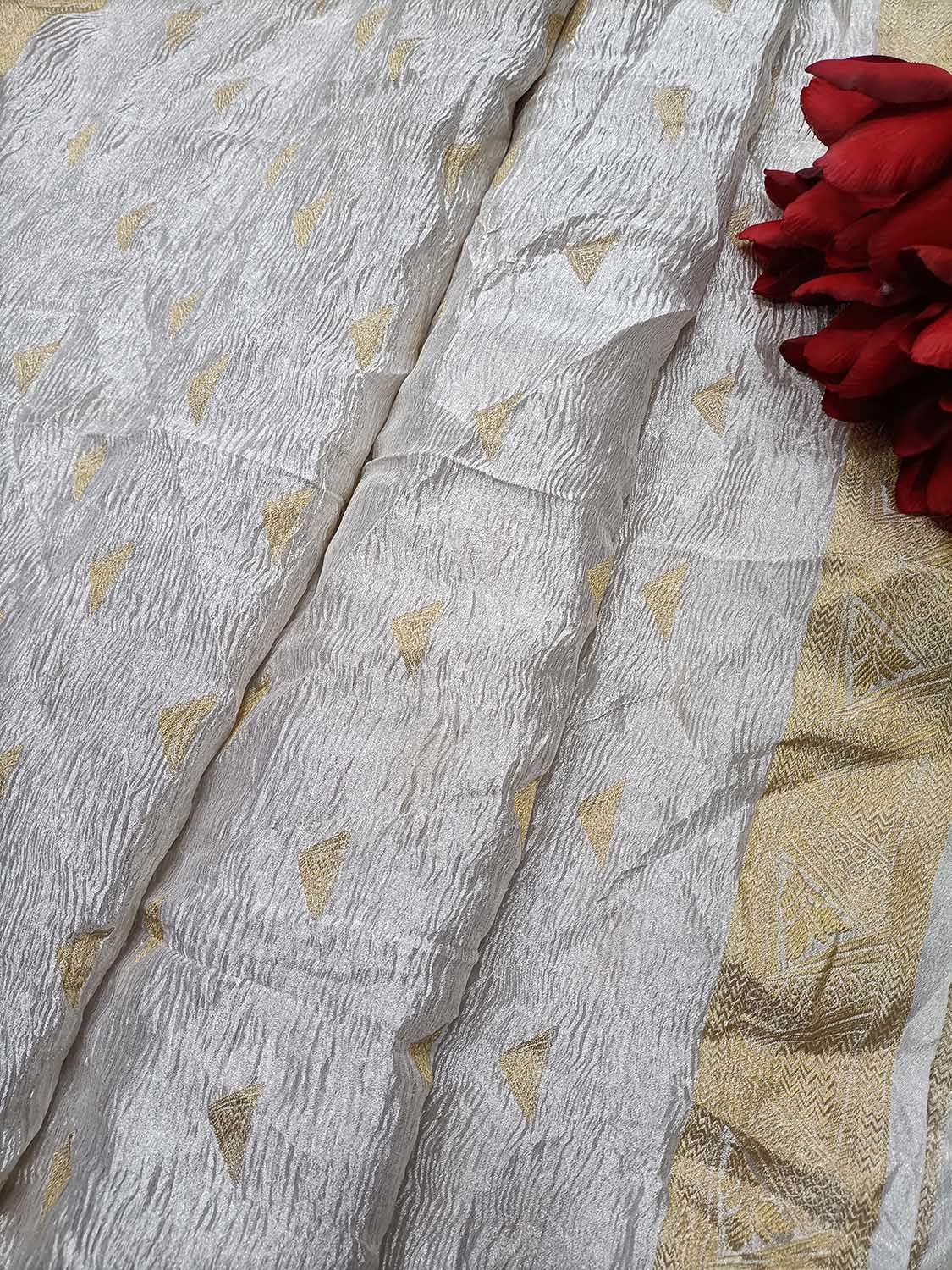 Dyeable Handloom Banarasi Pure Tissue Silk Dupatta - Luxurion World- Crafted Heirlooms