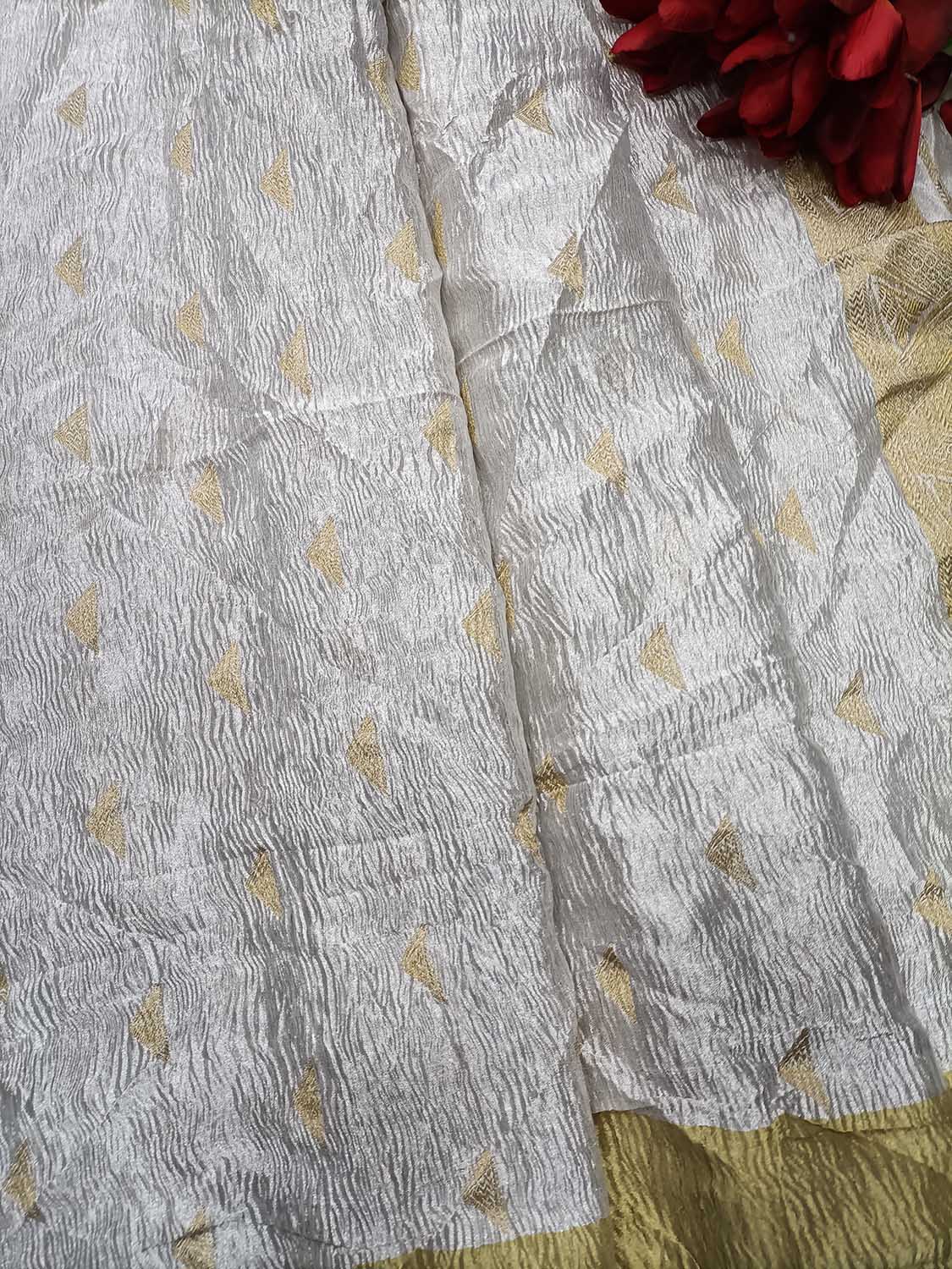 Dyeable Handloom Banarasi Pure Tissue Silk Dupatta - Luxurion World- Crafted Heirlooms