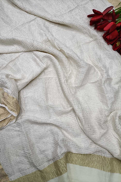 Dyeable Handloom Banarasi Pure Moonga Silk Stripe Design Dupatta - Luxurion World