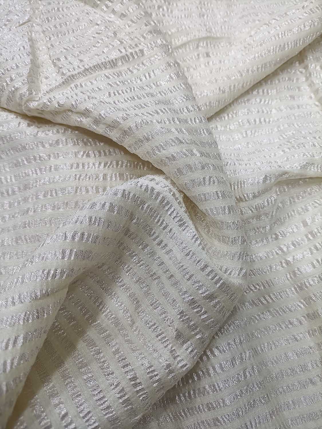 Dyeable Handloom Banarasi Pure Moonga Silk Stripe Design Dupatta - Luxurion World