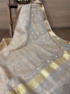 Vibrant Dyeable Banarasi Handloom Tissue Silk Dupatta - Luxurion World