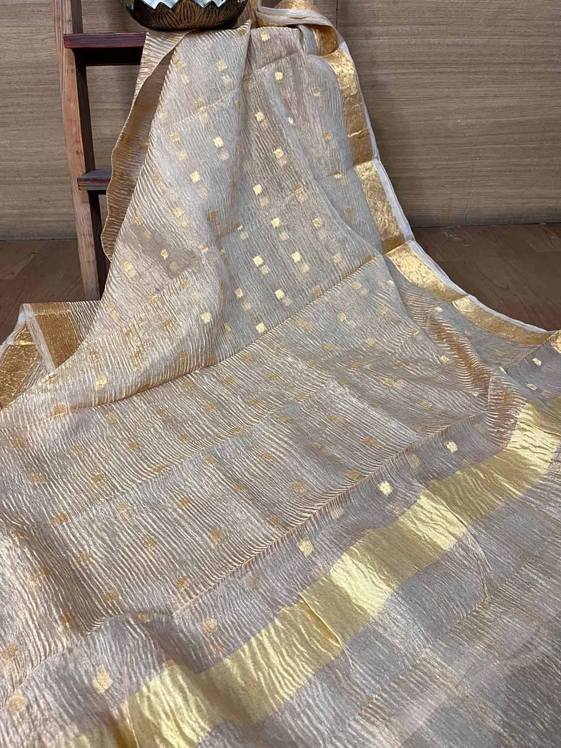 Vibrant Dyeable Banarasi Handloom Tissue Silk Dupatta - Luxurion World