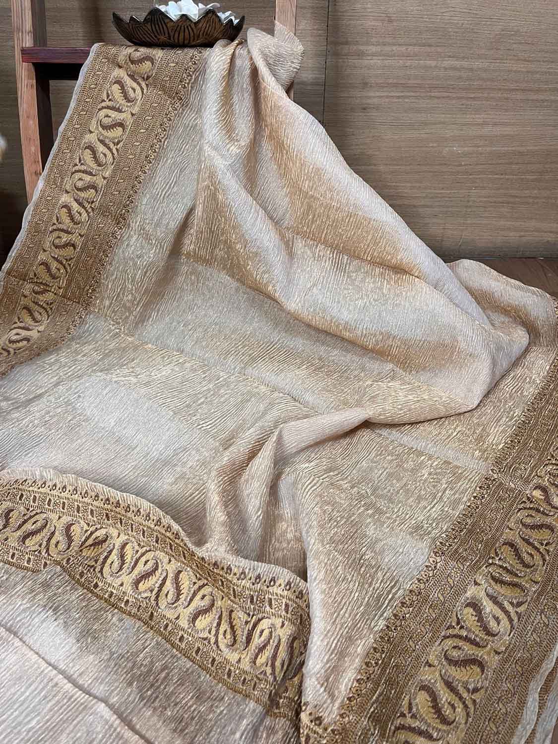 Vibrant Dyeable Banarasi Handloom Tissue Silk Dupatta - Luxurion World