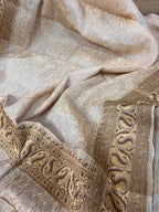 Vibrant Dyeable Banarasi Handloom Tissue Silk Dupatta - Luxurion World- Crafted Heirlooms