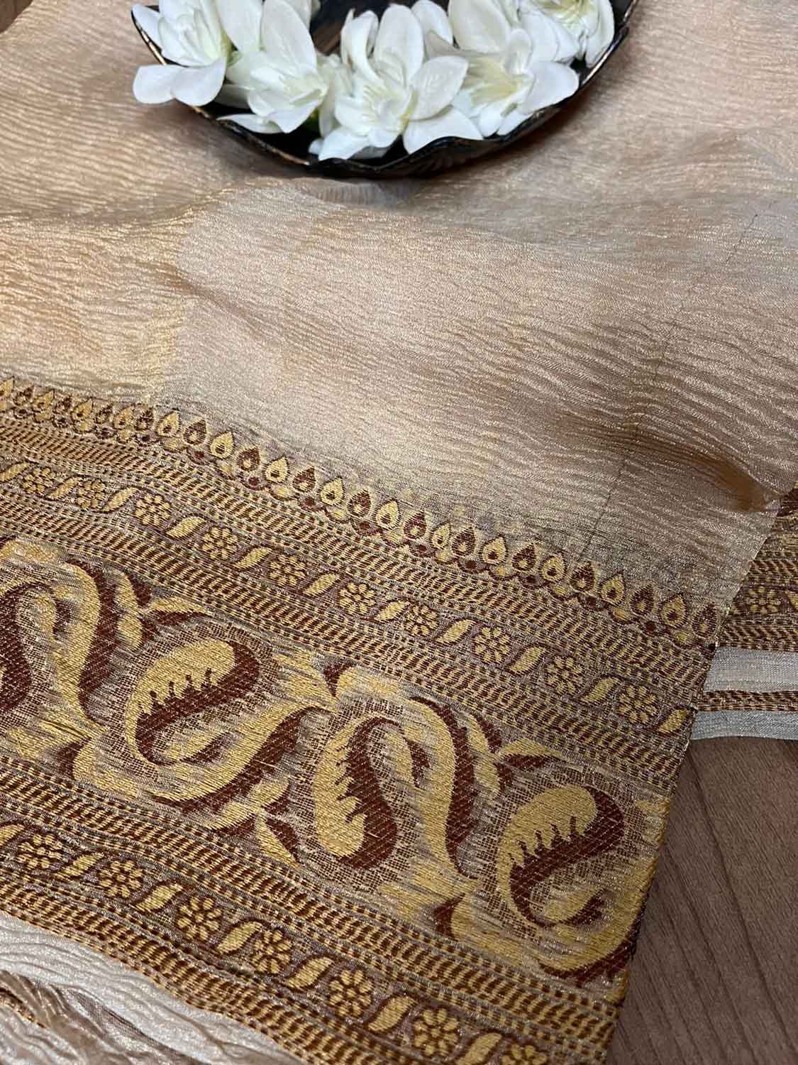 Vibrant Dyeable Banarasi Handloom Tissue Silk Dupatta - Luxurion World