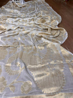 Colorful Banarasi Chiffon Dupatta - Dyeable Handloom Design - Luxurion World