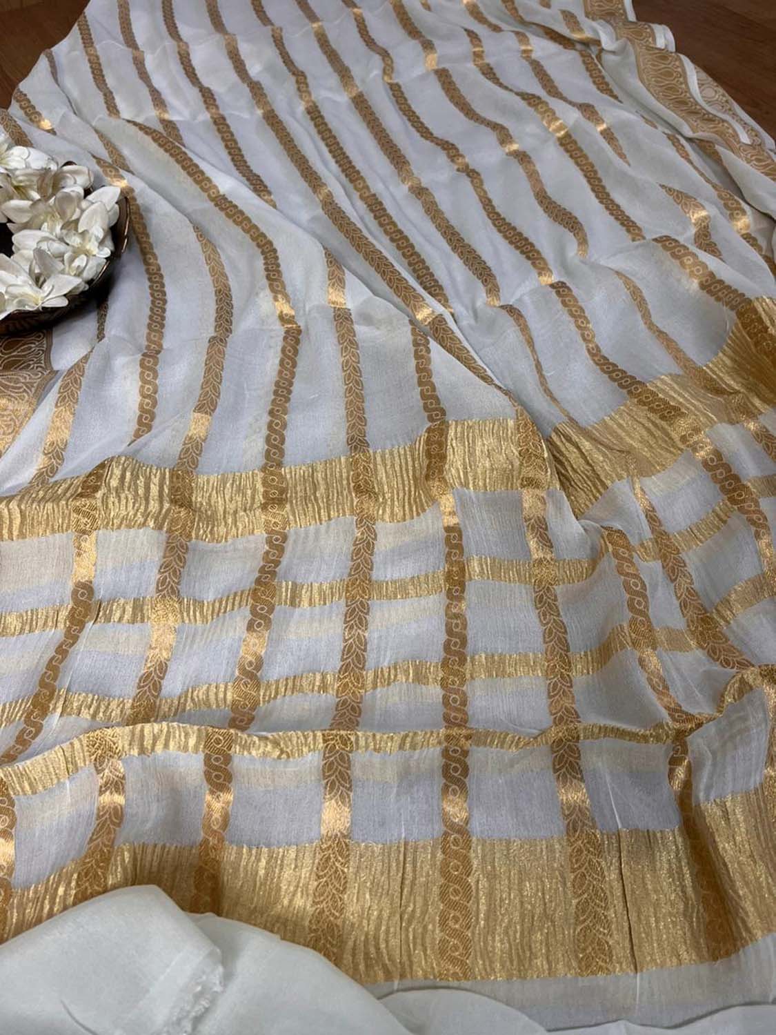 Stunning Dyeable Banarasi Chiffon Dupatta - Handloom Beauty - Luxurion World