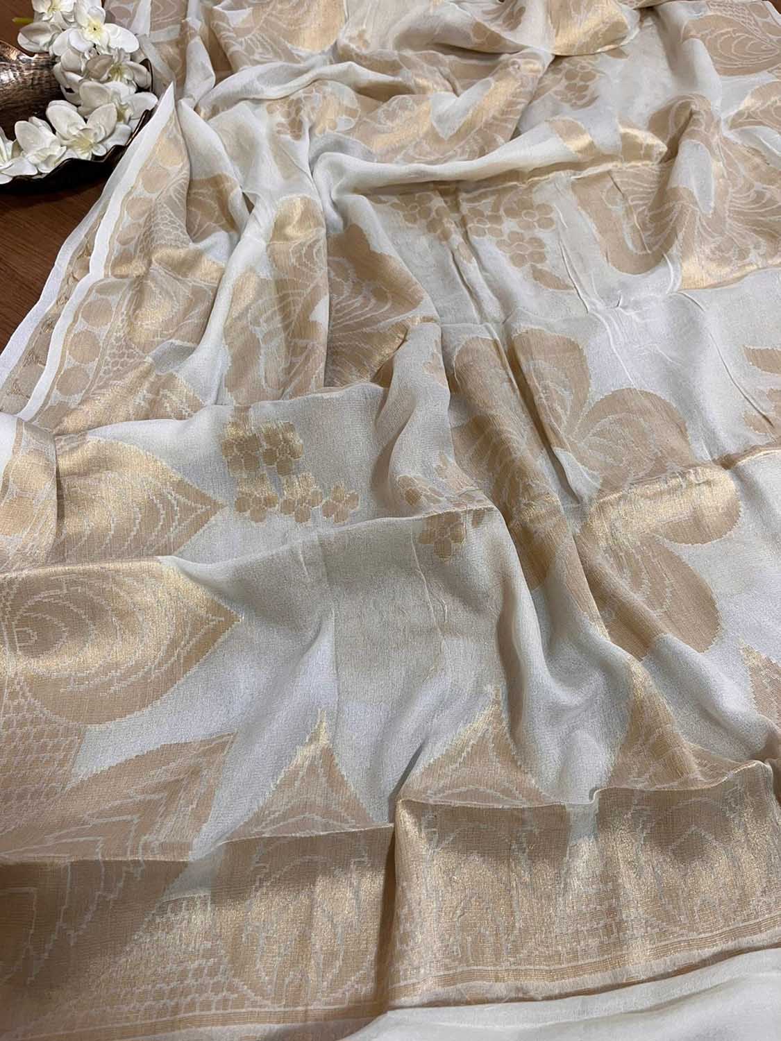 Stunning Dyeable Banarasi Chiffon Dupatta - Handloom Beauty - Luxurion World