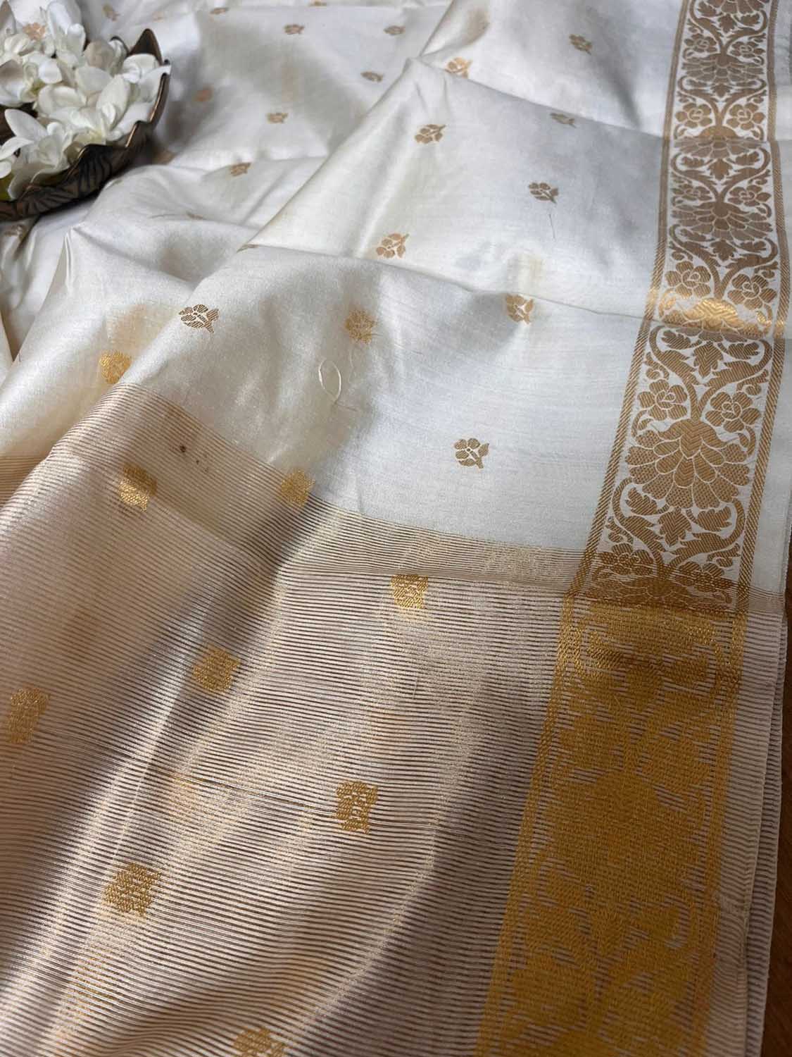 Chiniya Silk Dupatta: Dyeable Banarasi Handloom Elegance - Luxurion World