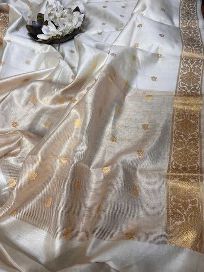 Chiniya Silk Dupatta: Dyeable Banarasi Handloom Elegance - Luxurion World