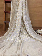Stunning Dyeable Banarasi Handloom Pure Georgette Dupatta - Luxurion World