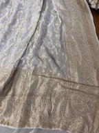 Vibrant Dyeable Banarasi Handloom Pure Georgette Dupatta - Luxurion World- Crafted Heirlooms