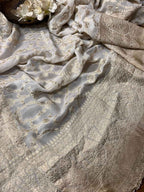 Vibrant Dyeable Banarasi Handloom Pure Georgette Dupatta - Luxurion World- Crafted Heirlooms