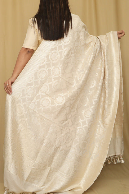 Dyeable Banarasi Handloom Pure Moonga Silk Dupatta - Luxurion World