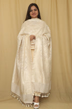 Dyeable Banarasi Handloom Pure Moonga Silk Dupatta - Luxurion World
