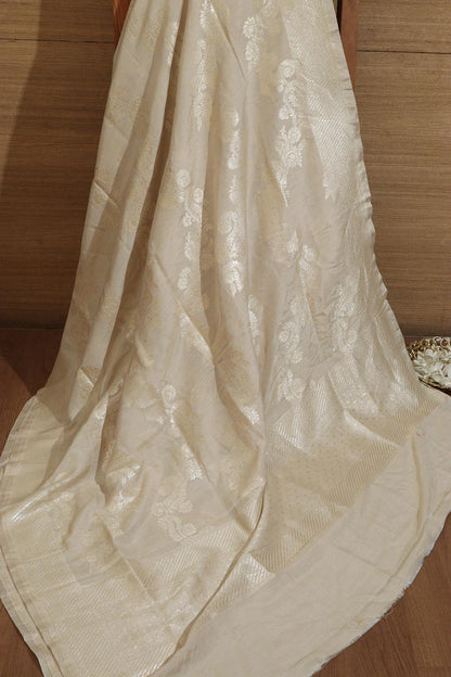 Vibrant Dyeable Banarasi Handloom Pure Moonga Silk Dupatta - Luxurion World