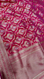 Exquisite Pink Banarasi Katan Silk Handloom Dupatta - Luxurion World