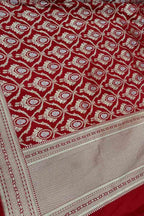 Red Banarasi Pure Katan Silk Handloom Dupatta - Luxurion World