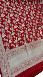 Exquisite Red Banarasi Silk Dupatta - Handloom Beauty - Luxurion World