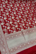 Exquisite Red Banarasi Silk Dupatta - Handloom Beauty - Luxurion World
