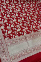 Exquisite Red Banarasi Silk Dupatta - Handloom Beauty - Luxurion World