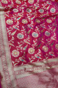 Exquisite Pink Banarasi Silk Handloom Dupatta - Luxurion World