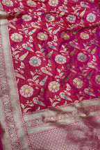Exquisite Pink Banarasi Silk Handloom Dupatta - Luxurion World