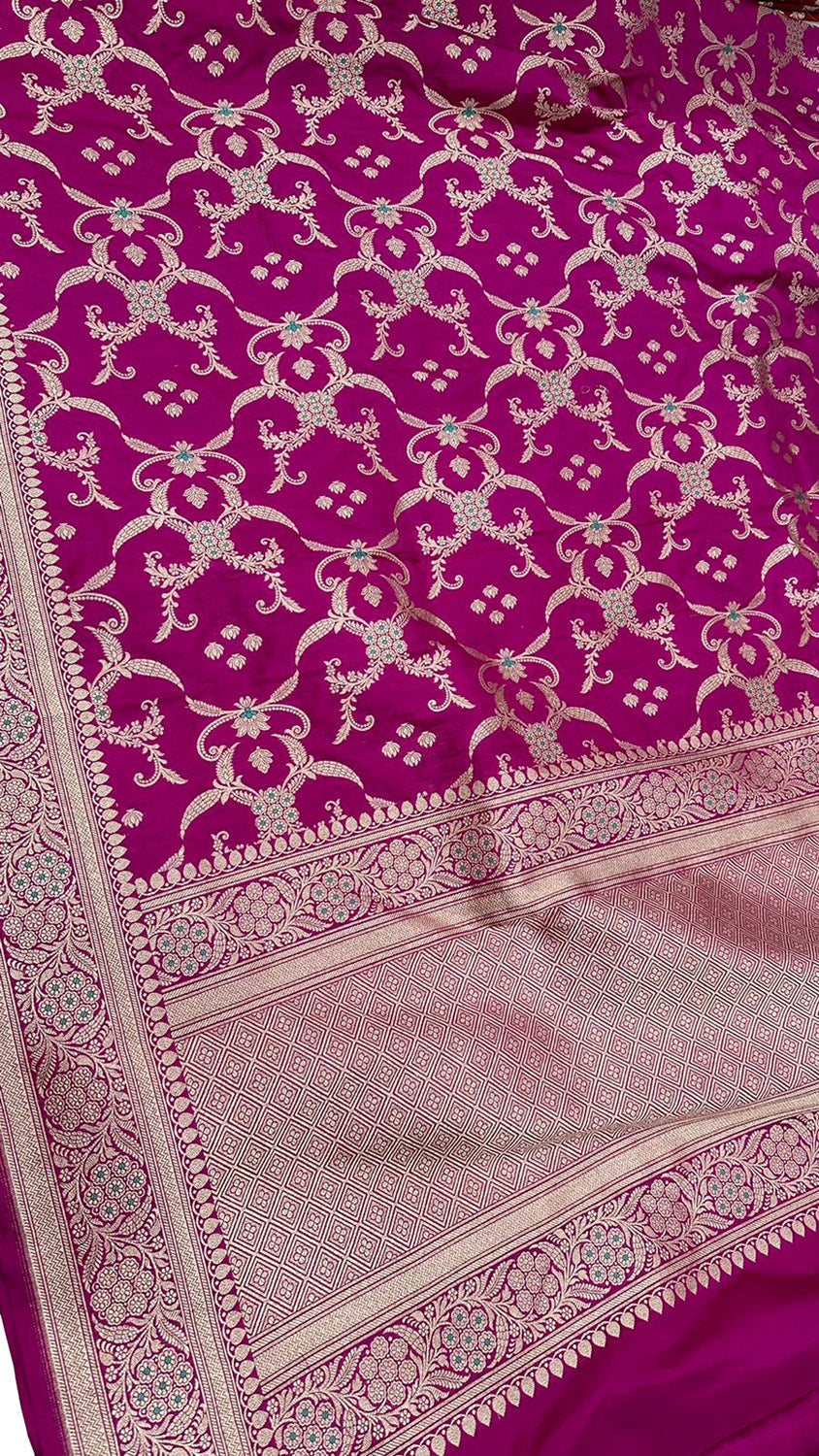 Exquisite Pink Banarasi Silk Dupatta - Handloom Beauty - Luxurion World