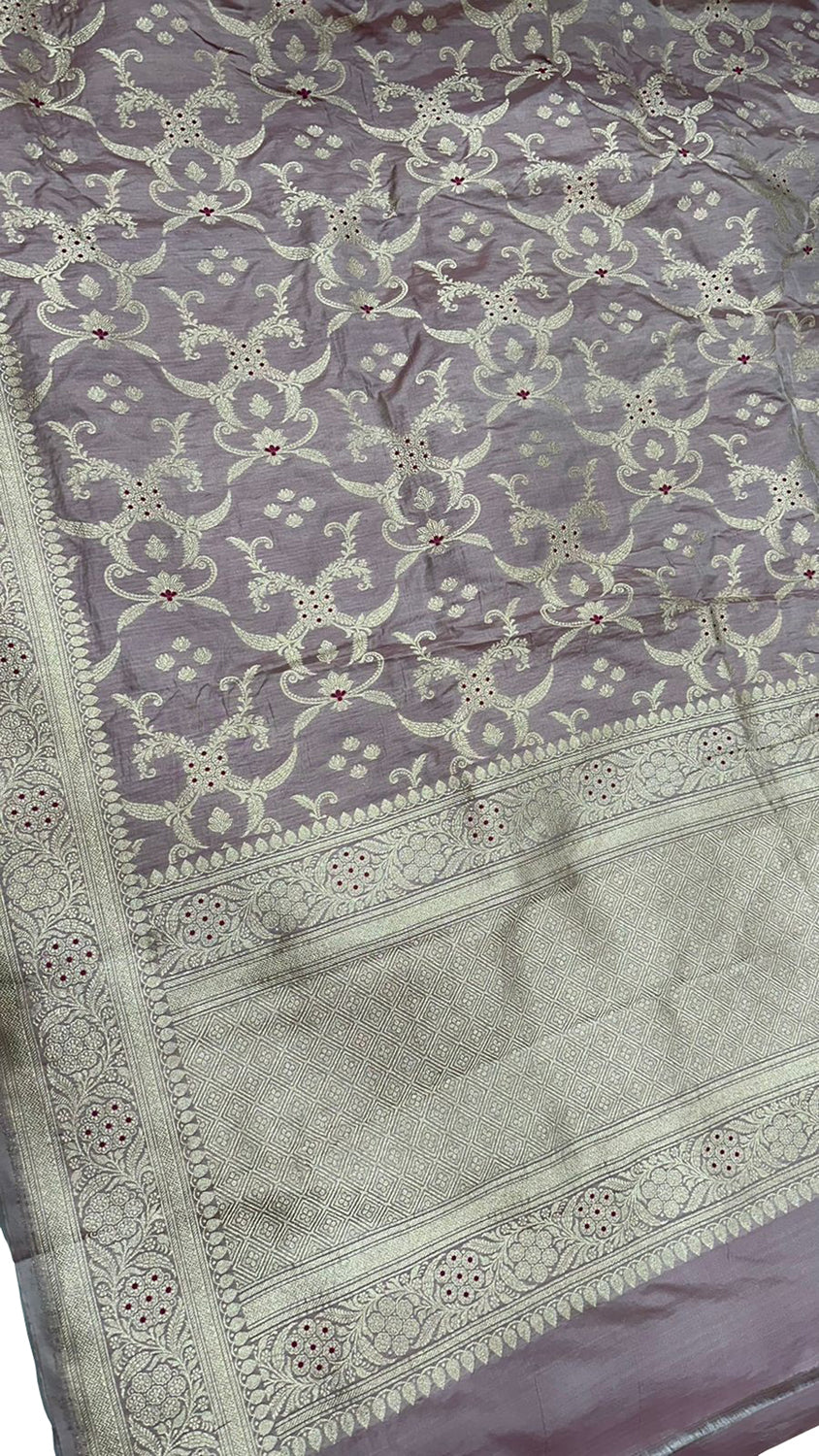 Exquisite Pink Banarasi Silk Dupatta - Handloom Beauty - Luxurion World