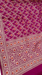 Exquisite Pink Banarasi Silk Dupatta - Handloom Beauty - Luxurion World