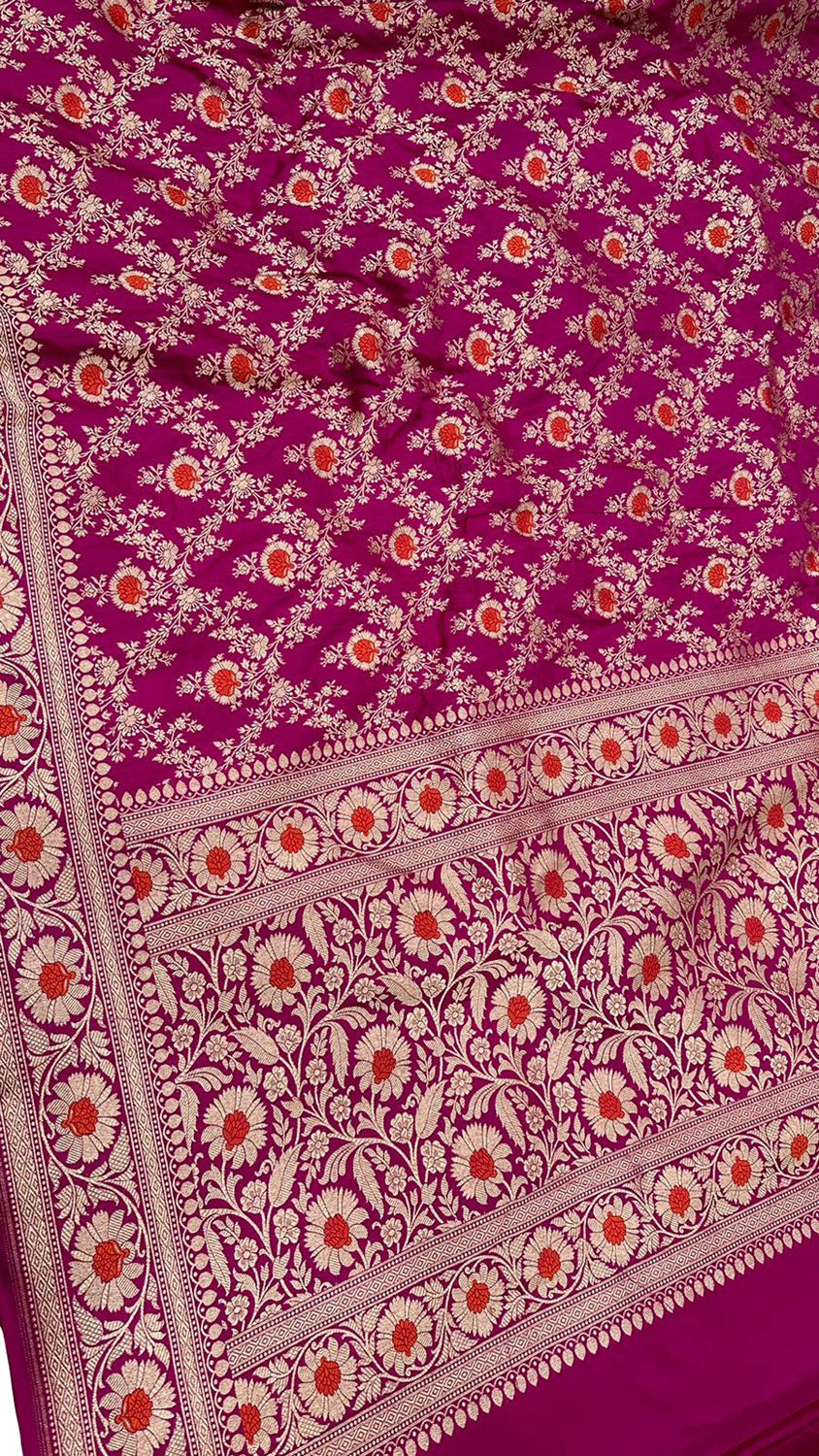 Exquisite Pink Banarasi Silk Dupatta - Handloom Beauty - Luxurion World