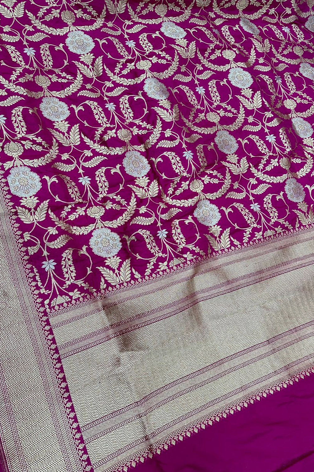 Exquisite Pink Banarasi Katan Silk Handloom Dupatta - Luxurion World
