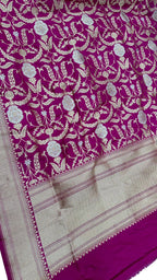 Exquisite Pink Banarasi Katan Silk Handloom Dupatta - Luxurion World