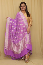 Exquisite Purple Banarasi Handloom Pure Georgette Dupatta - Luxurion World