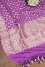 Exquisite Purple Banarasi Handloom Pure Georgette Dupatta - Luxurion World