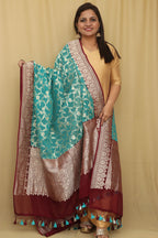 Exquisite Blue Banarasi Handloom Pure Georgette Dupatta - Luxurion World