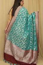 Exquisite Blue Banarasi Handloom Pure Georgette Dupatta - Luxurion World