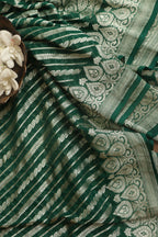 Exquisite Green Banarasi Handloom Pure Georgette Dupatta - Luxurion World- Crafted Heirlooms