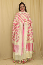 Exquisite Multicolor Banarasi Handloom Pure Georgette Rangkat Dupatta - Luxurion World- Crafted Heirlooms