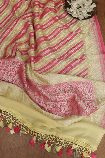 Exquisite Multicolor Banarasi Handloom Pure Georgette Rangkat Dupatta - Luxurion World