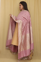 Exquisite Purple Banarasi Handloom Pure Moonga Silk Dupatta - Luxurion World- Crafted Heirlooms