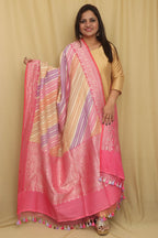 Multicolor Banarasi Handloom Pure Moonga Silk Rangkat Dupatta - Luxurion World- Crafted Heirlooms