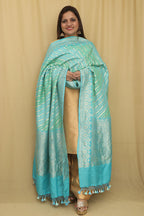 Multicolor Banarasi Handloom Pure Moonga Silk Rangkat Dupatta - Luxurion World- Crafted Heirlooms