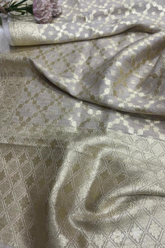 Dyeable Banarasi Handloom Pure Moonga Silk Dupatta - Luxurion World