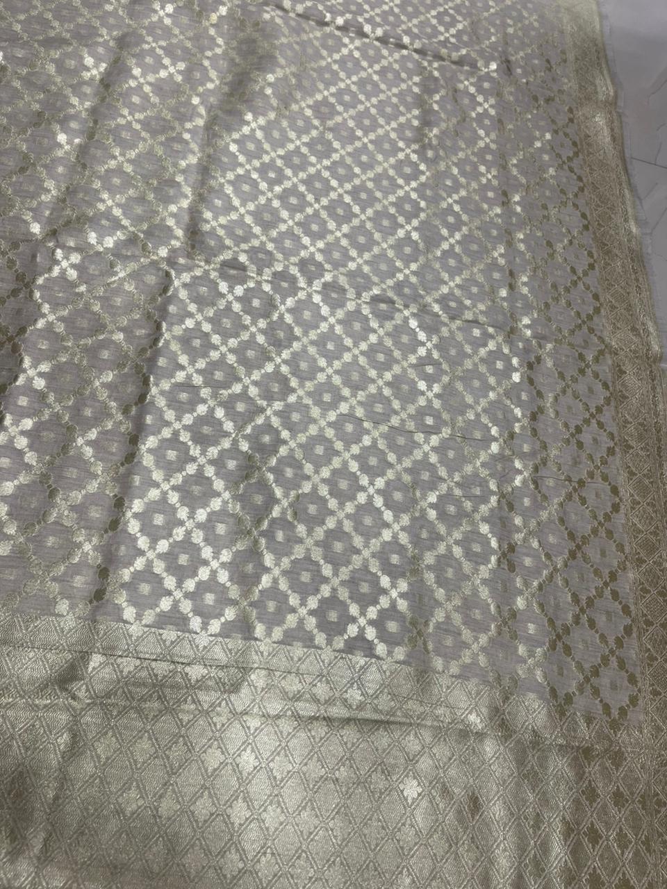 Dyeable Banarasi Handloom Pure Moonga Silk Dupatta - Luxurion World- Crafted Heirlooms